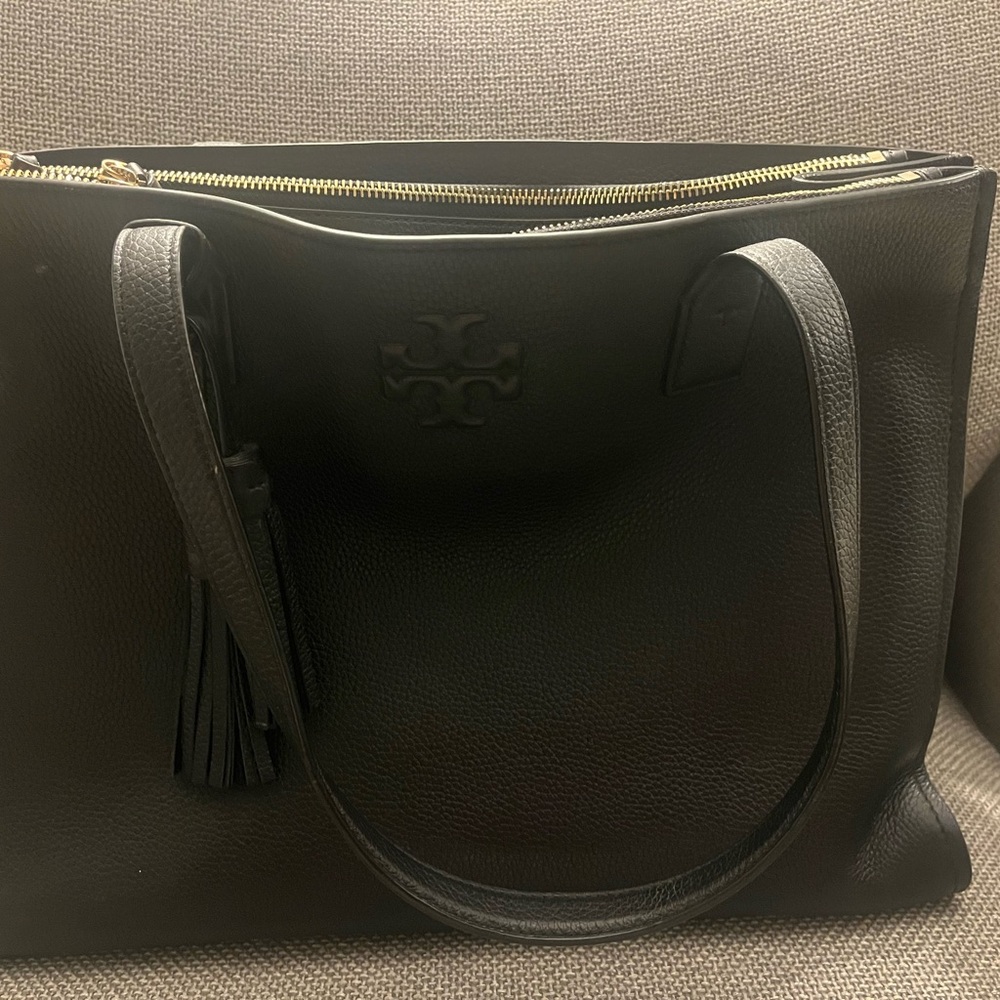 COPY - Black. Authentic Tory Burch double zipper tote.